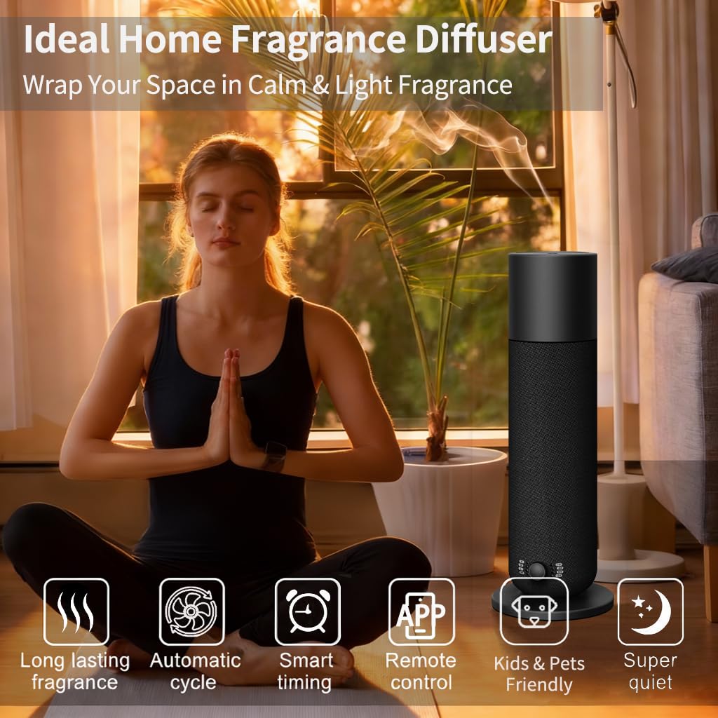 Smart Scent Air Machine, Waterless Essential Oil Diffuser with Roy Tranquility Oil Set and Commercial Use, Covers Up