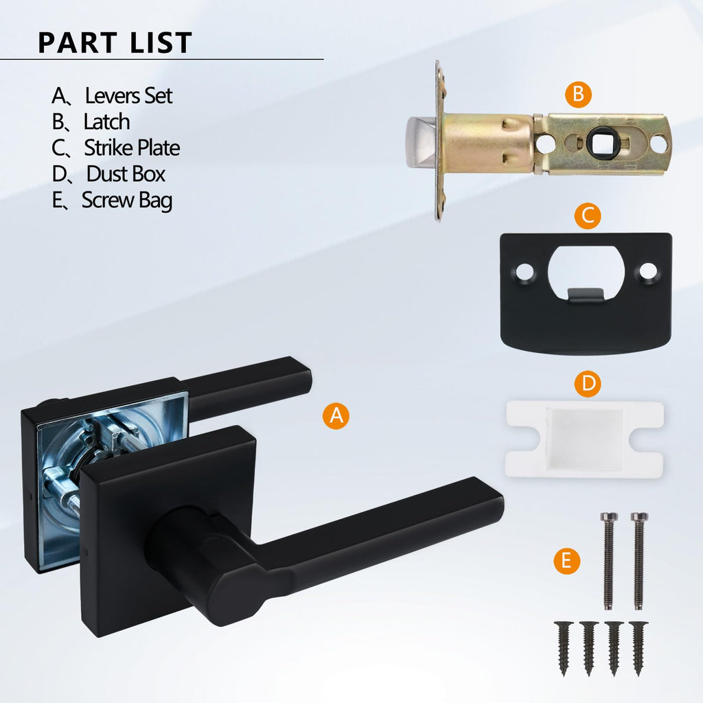 10Pack) Hall/Closet Lever Handle Lock in Aged Matt Black- Door Lock Handle in Matt Black for Passage