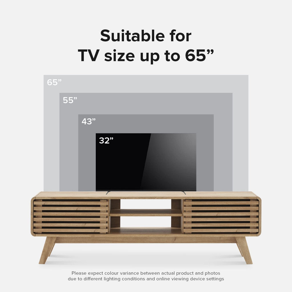 Ensley 59" TV Stand, Entertainment Center, Media Console (Oak)