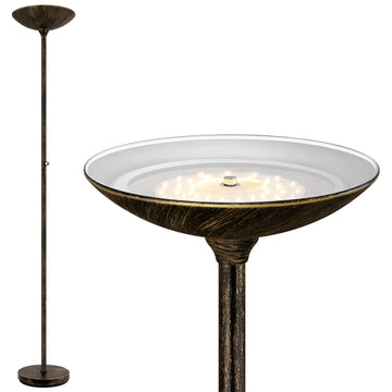 Torchiere Floor Lamp Antique Bronze, 30W Super Bright LED Standing Lamp, 3000K Dimmable Pole Lamp with Rotary Switch