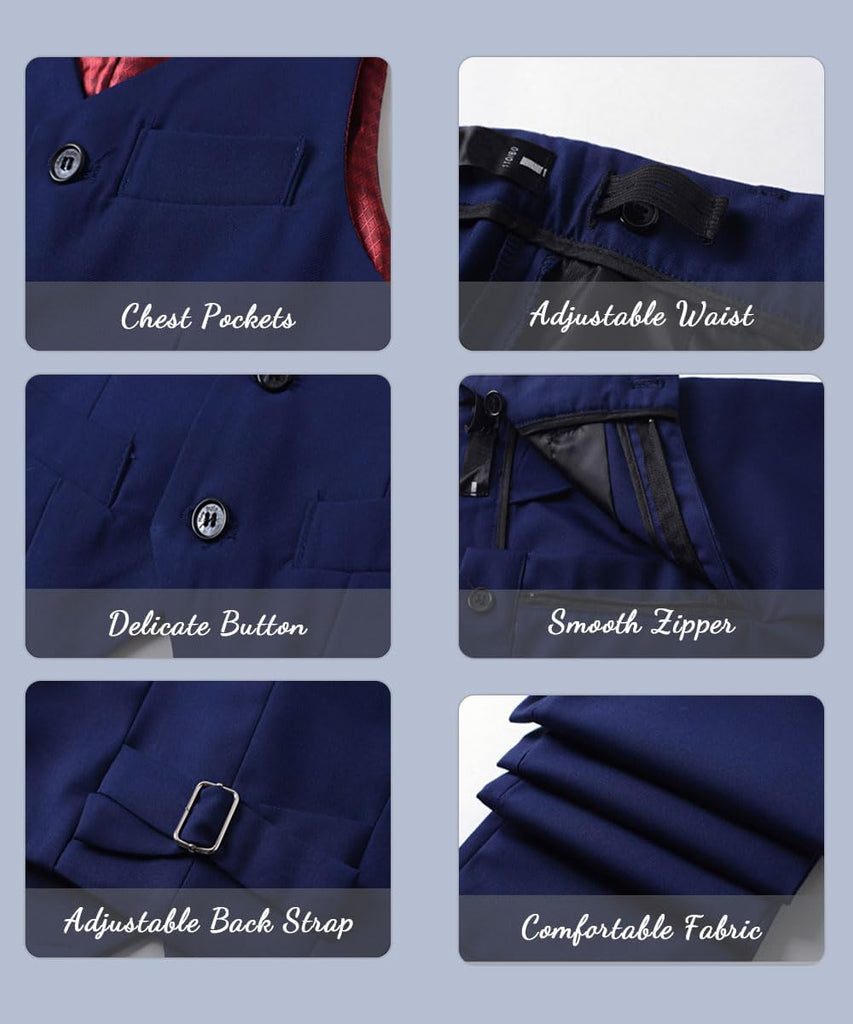 Boys 4 Pieces Suits Slim Fit Kids Vest Pants Sets Formal Dresswear for Boy