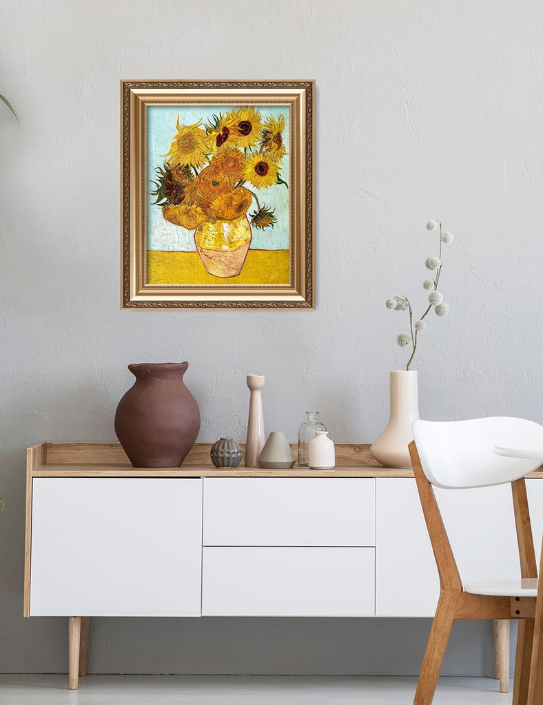 Vincent Van Gogh Wall Art Framed, Twelve Sunflowers, 26x22''