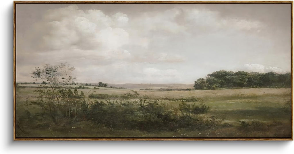 Extra Large Framed Vintage Wall Art, Living Room Country Farmhouse Decor, Wilderness Landscape Paintings, Canvas