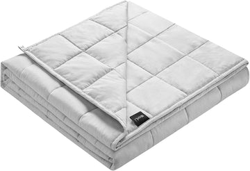 Weighted Blanket (100% Cotton,48''x72'',12lbs, Light Grey), Cooling Weighted Blanket for Adults, High Breathability