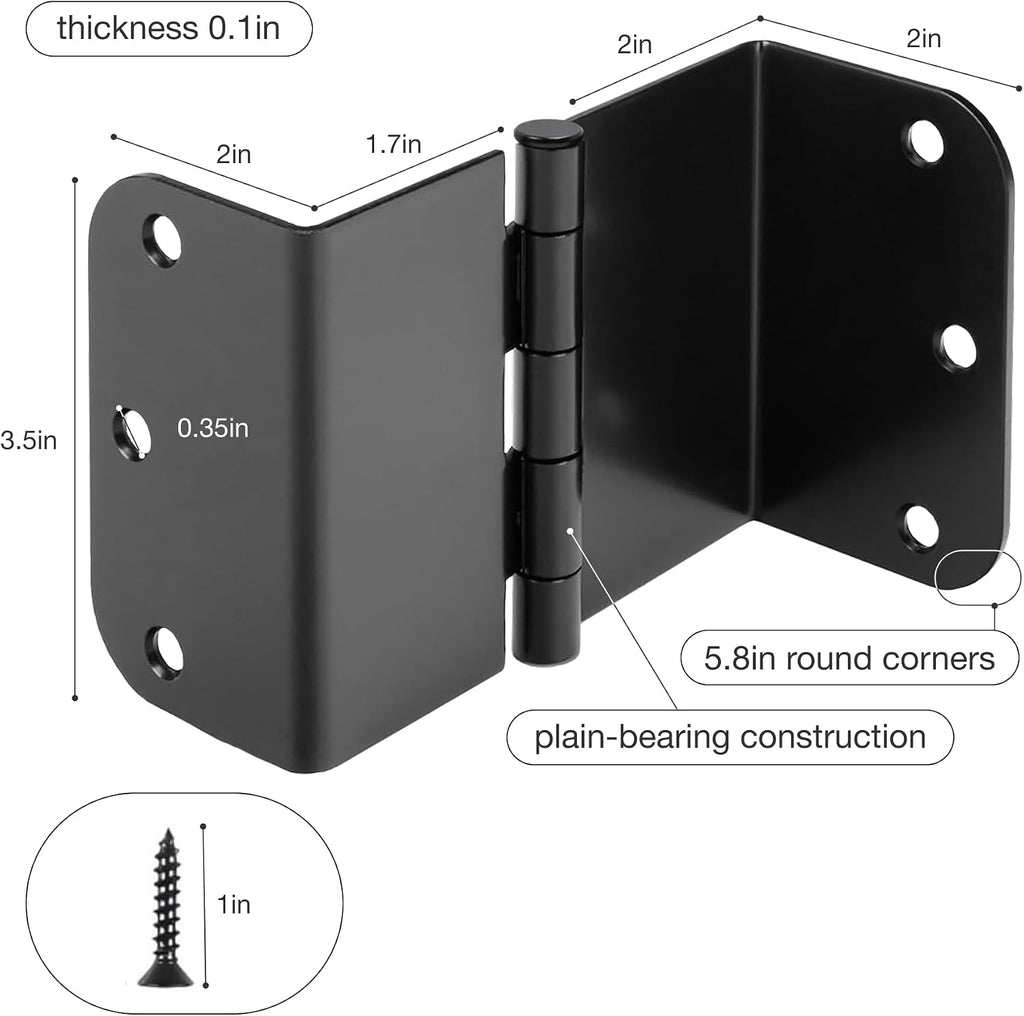 3-Pack Offset Door Hinges, Matte Black Door Hinges 3.5 Inch 5/8" Radius Corner for Handicap