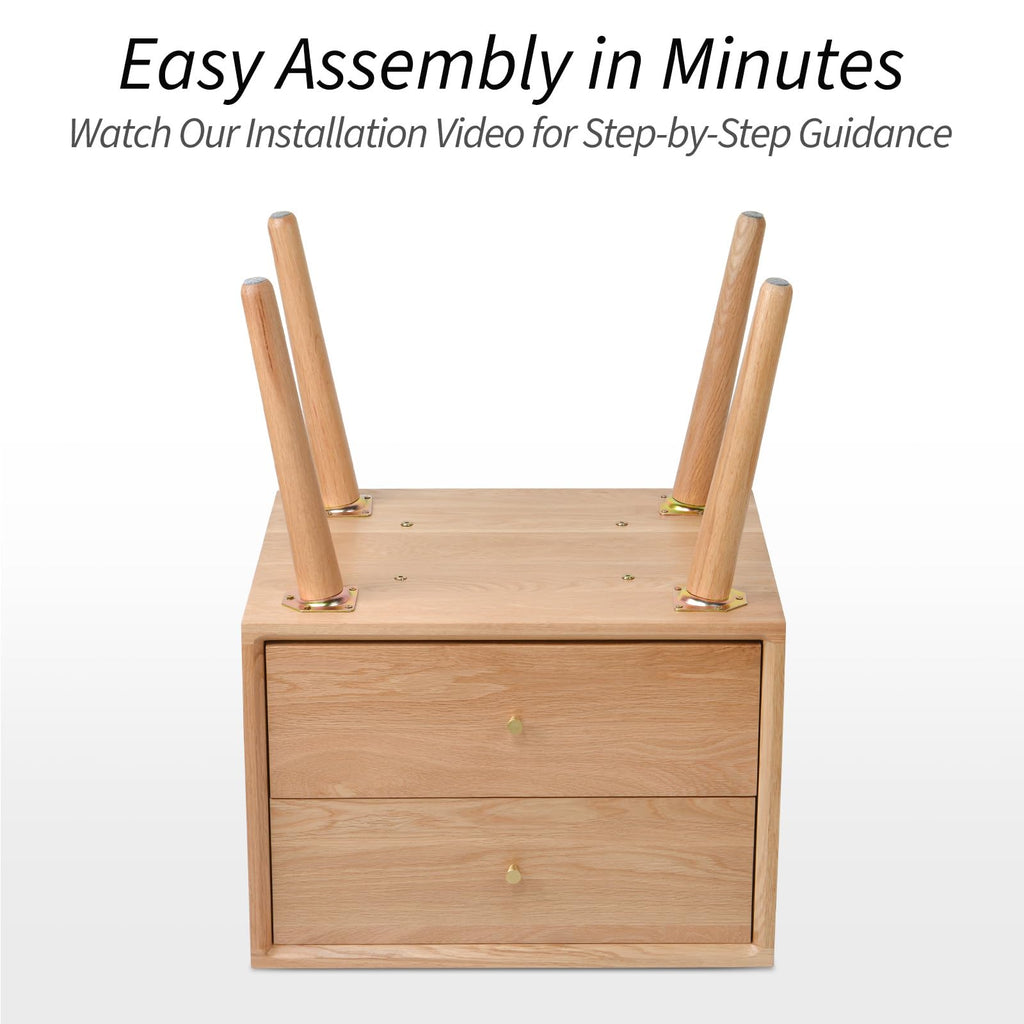 Night Stand, Midcentury Modern Solid Wood Nightstand with Drawer, Side Table with High Stool Leg, 25.98 H x 19.69 W x