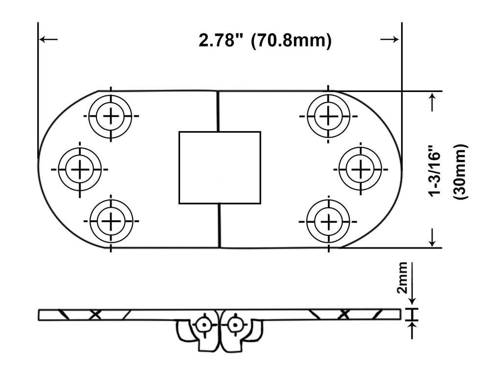 Solid Brass Table Folding Flip Top Hinge, 2-3/4" x 1-3/16", Antique Brass, 4 Pack, Made in Taiwan