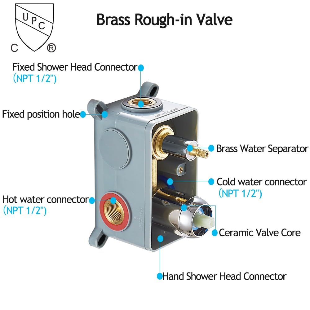 Shower System Polished Chrome Bathroom Rainfall Shower Faucet Set Complete Wall Mounted 8 Inch Shower Head and Handle