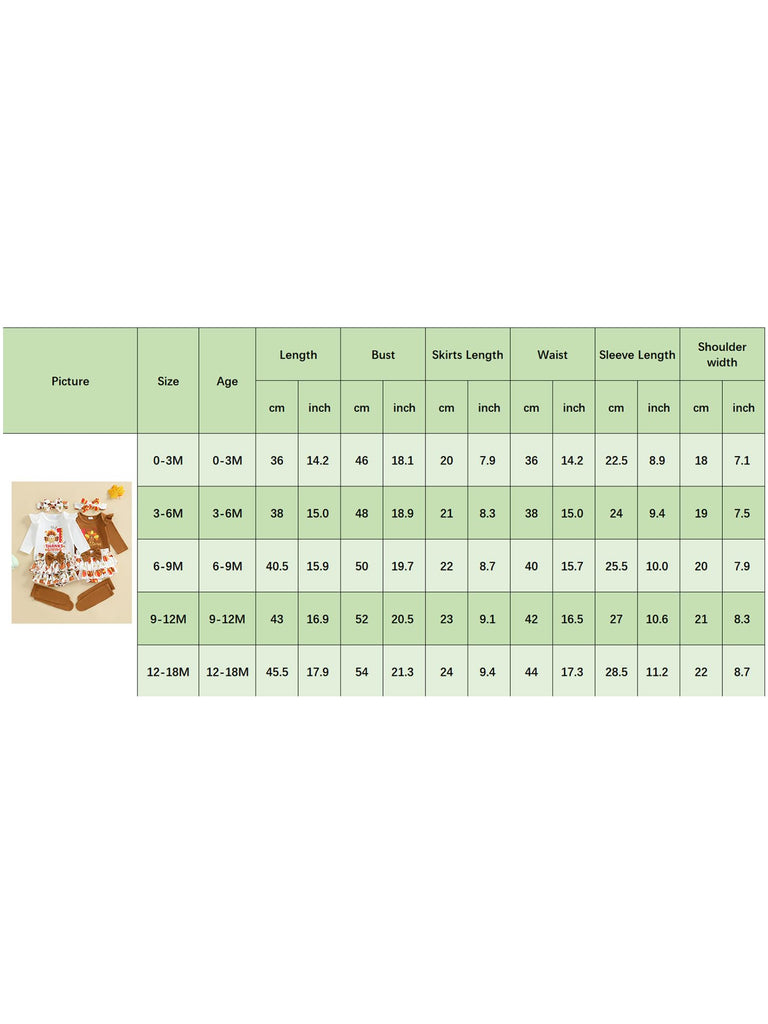 Newborn Baby Girl Thanksgiving Outfit Turkey Clothes Long Sleeve Romper+Bloomers Tutu Skirt+Socks+Headband 4Pcs