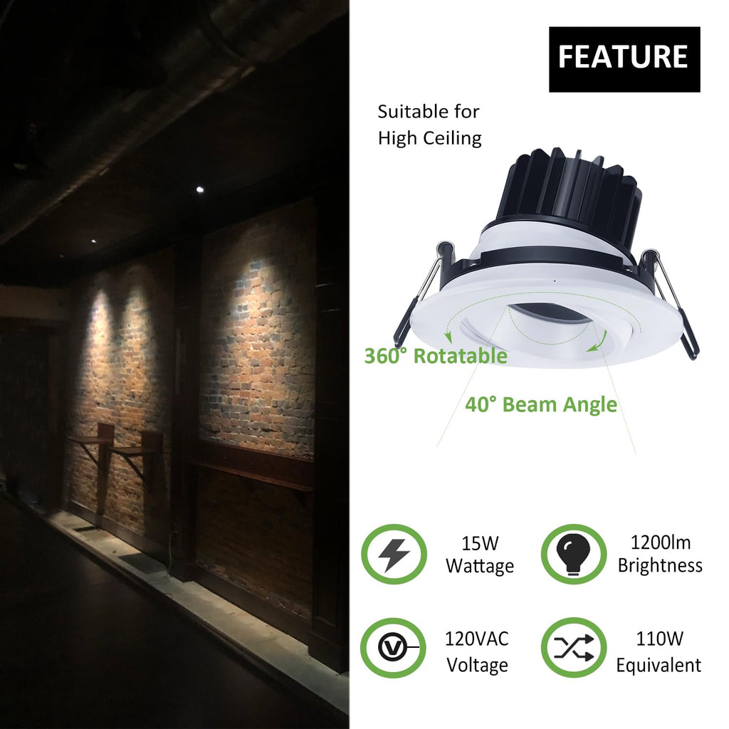 4 Inch Gimbal LED Recessed Lights 4 Pack,Adjustable Downlight,1200lm