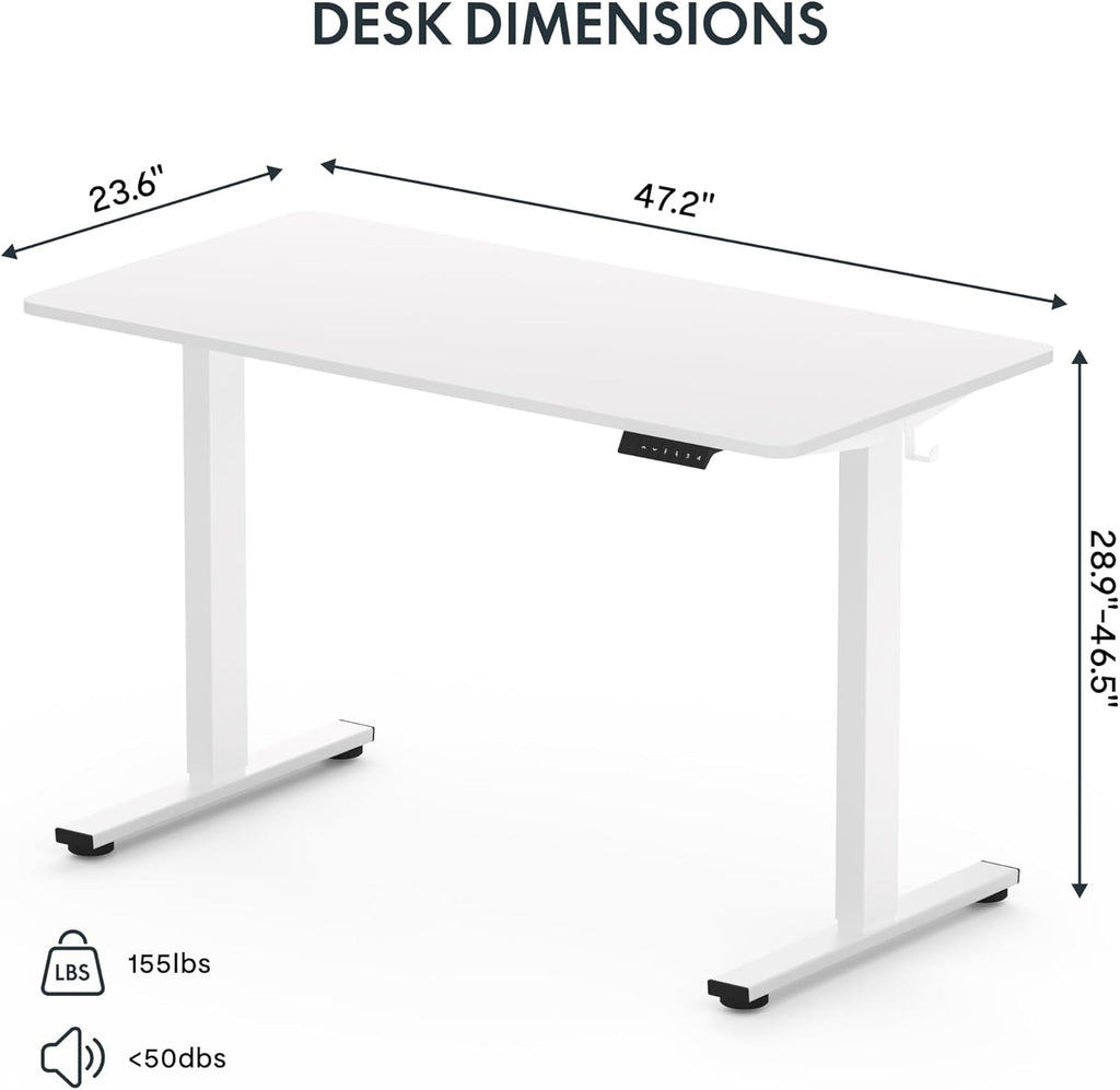 EN1 One-Piece Standing Desk 48 x 24 Inches Height Adjustable Electric Sit Stand Up Desk Home Office Desk