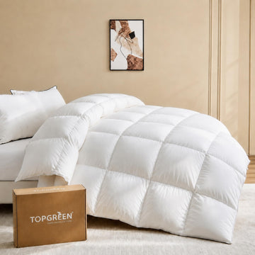 Goose Feather Down Fiber Comforter King Size, Fluffy Duvet Insert