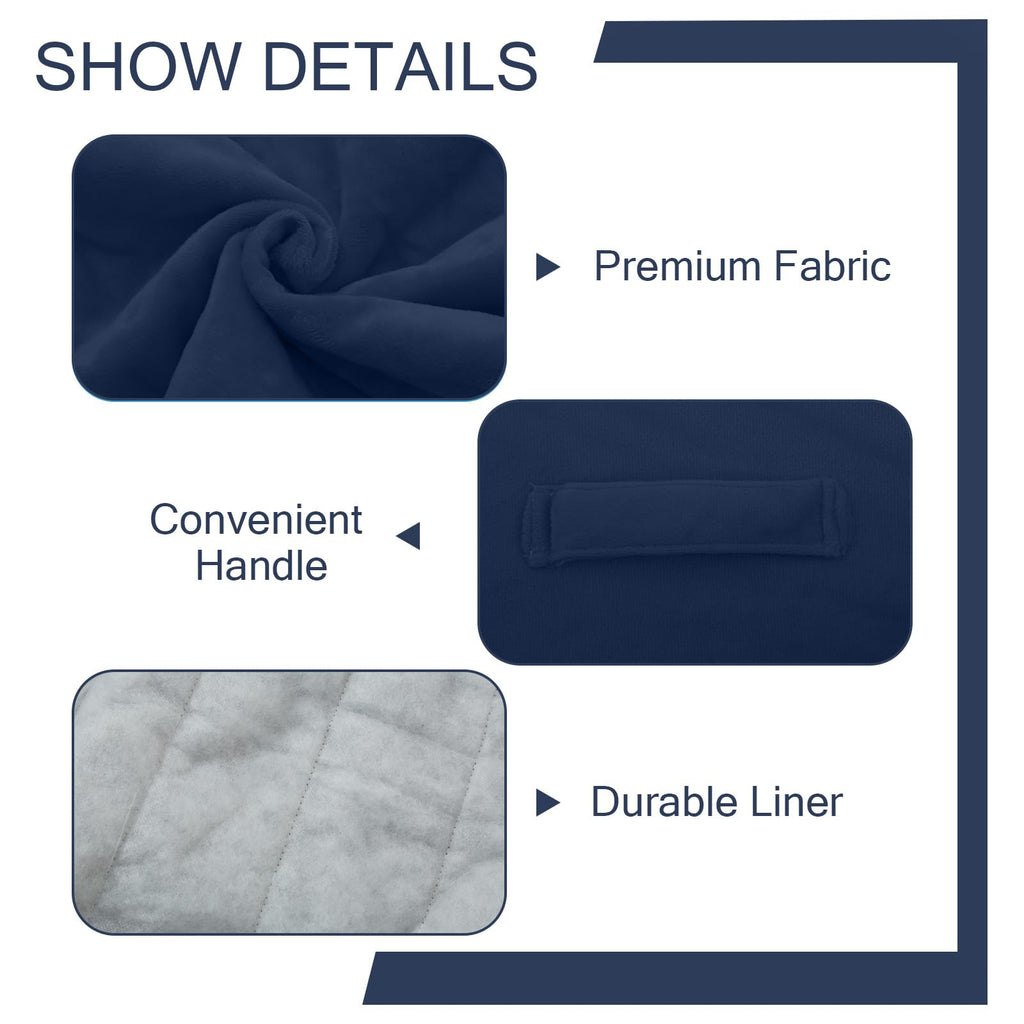 Round Pouf Ottoman Foot Rest 20x15 Inches, Navy