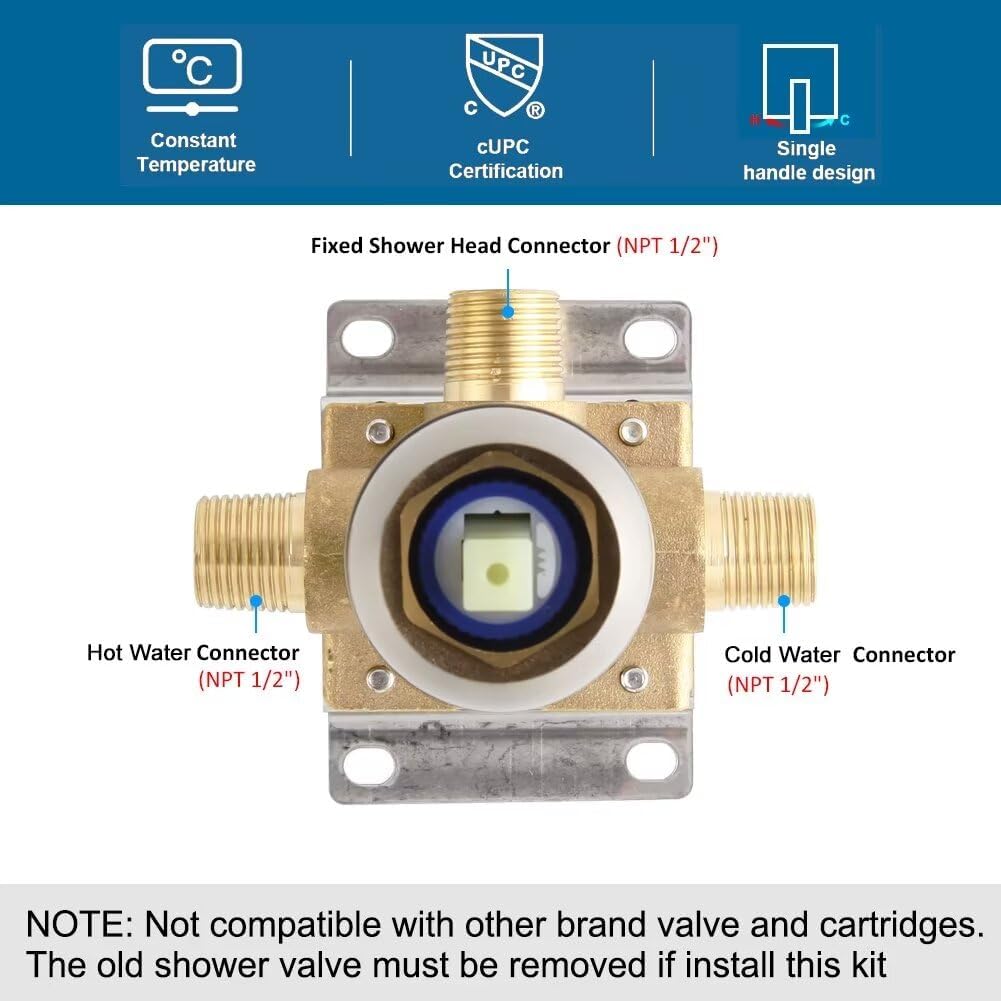 Shower Faucet Set Brushed Nickel Bathroom Rainfall 10 Inch Shower Head System Single Handle Shower Trim Kit with Valve