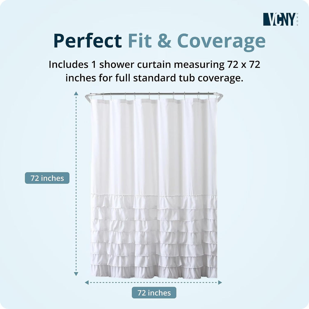 Melanie Ruffled Tier, White, 72 x 72 in