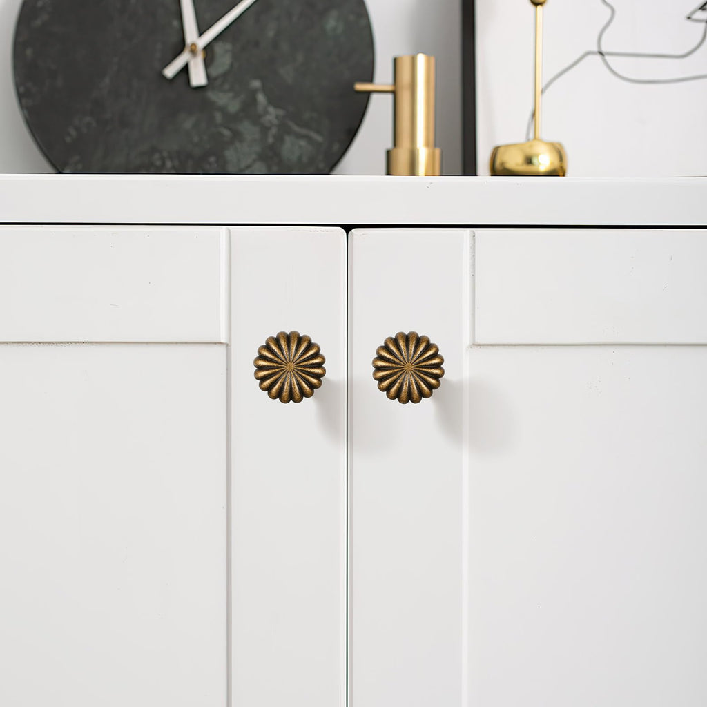 Antique Brass Cabinet Knobs,10 Pack Solid Drawer Pulls for Dressers