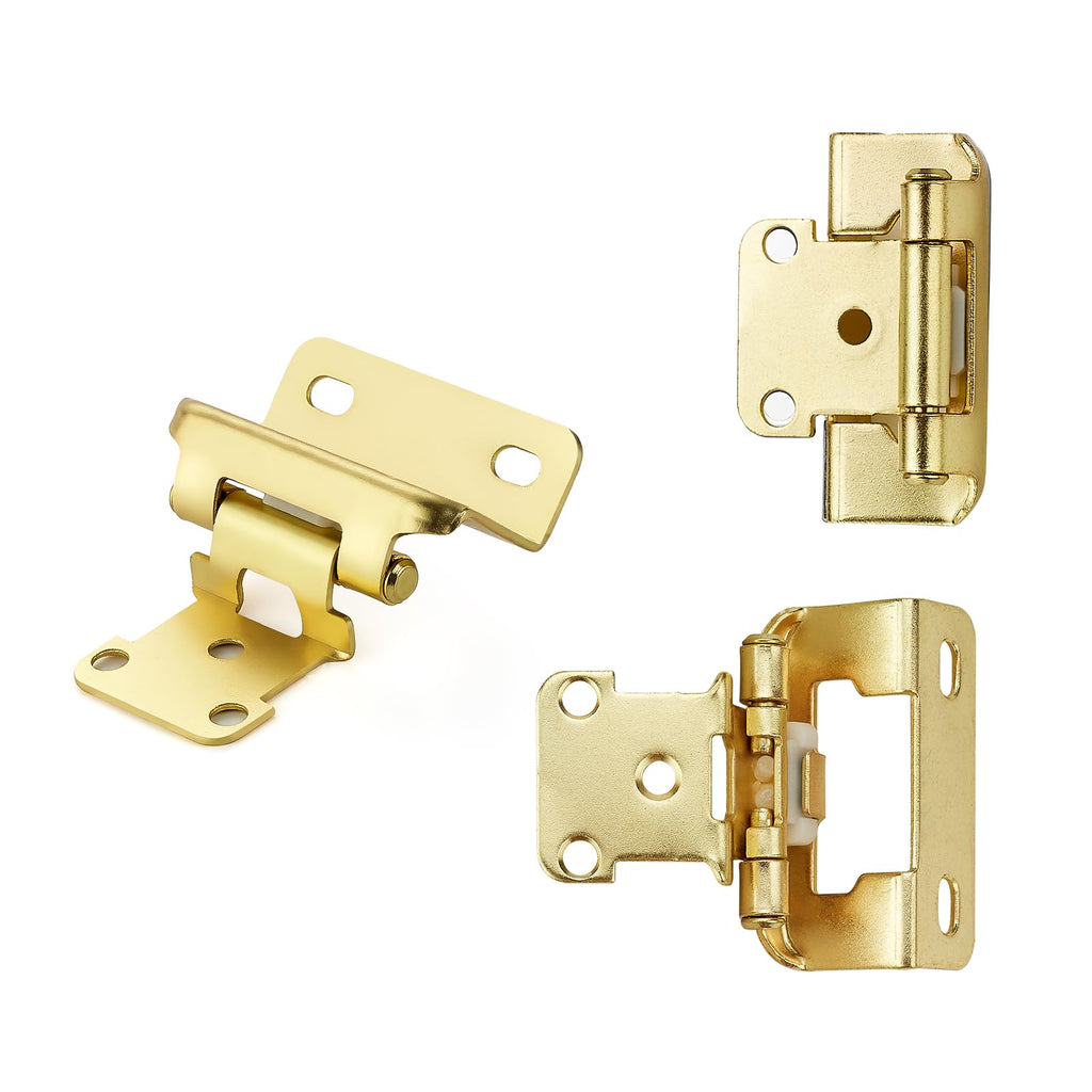 Gold Cabinet Hinges, 1/2 Inch Overlay, 50 Pack(25 Pairs)