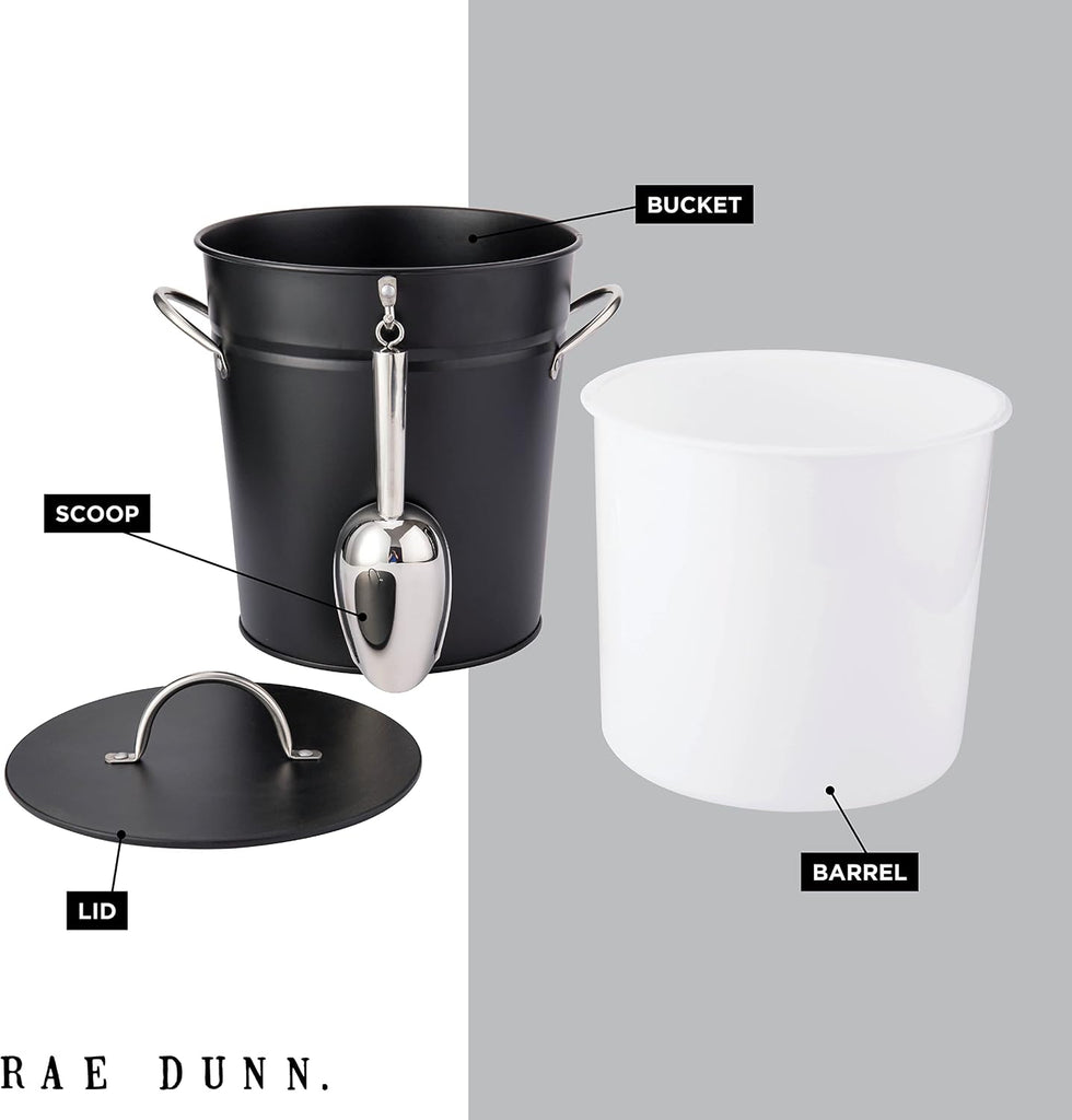 Ice Bucket with Scoop - Stainless Steel Bucket with Handle, Lid and Ice Scooper - 4 Qt. Storage Bin for Ice Cubes
