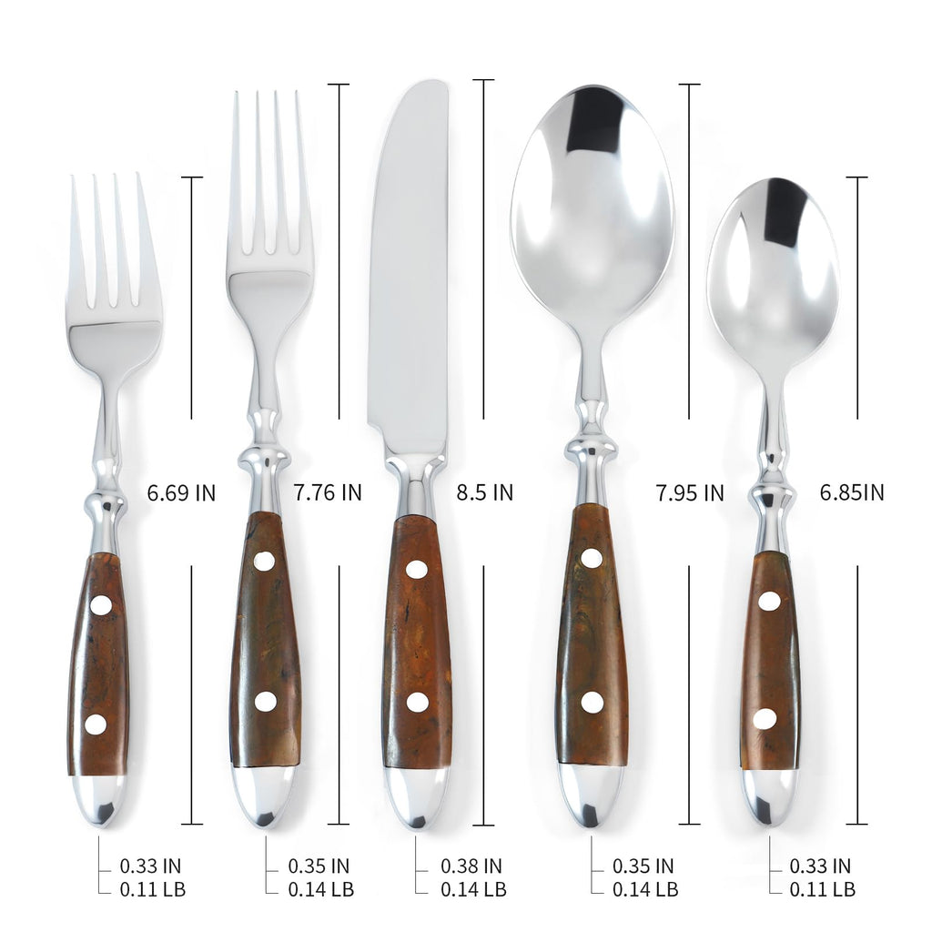 Silverware Set Brown Luxury Vintage Handle 60-Piece Service for 12