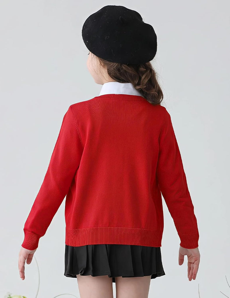 Sweaters Long Sleeve V-Neck Knit Button School Outfit