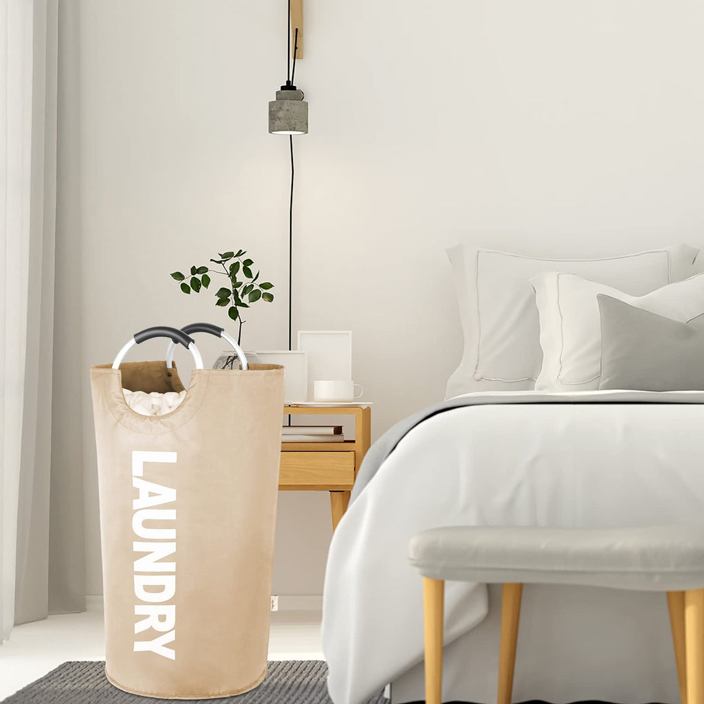Extra Large Laundry Basket, Big Laundry Hamper Bag with Handles, 130L Brown