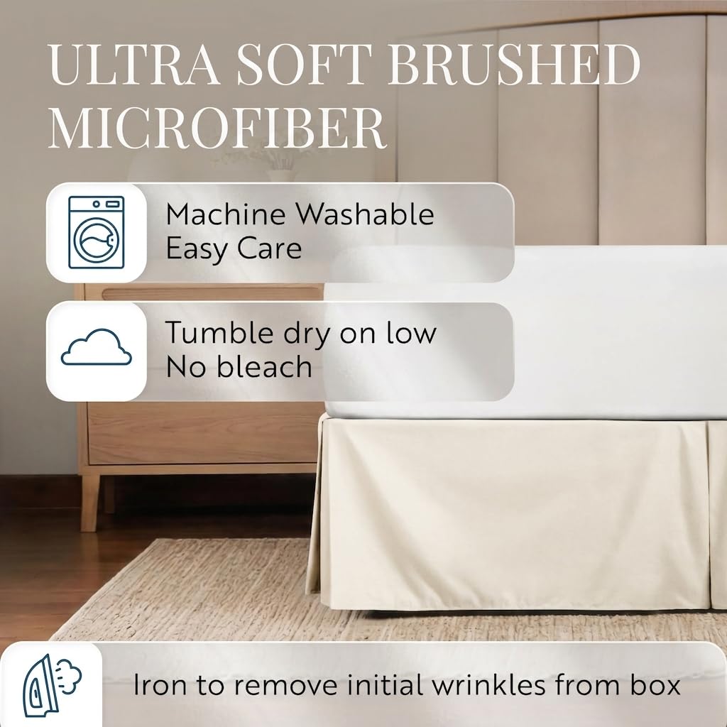 Bed Skirt - Ultra Soft Microfiber - Easy Fit with 14 Inch Tailored Drop - Hotel Quality, Shrinkage & Fade Resistant