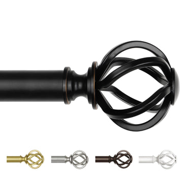 Curtain Rods for Windows 72 to 144, Black Adjustable Drapery Rod
