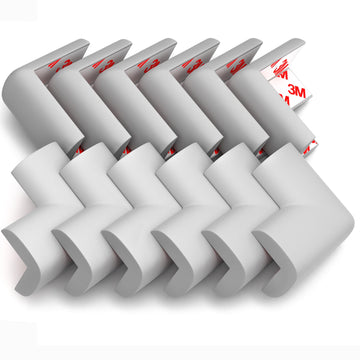 12-Pack Baby Proofing Corner Protectors, Pre-Taped, Gray