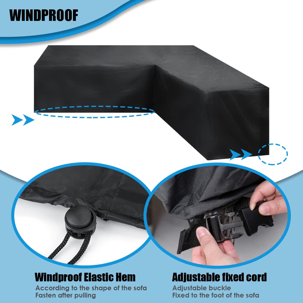 Patio Sectional Sofa Cover Waterproof V Shape Furniture Cover Outdoor Couch Cover Heavy Duty Garden Furniture