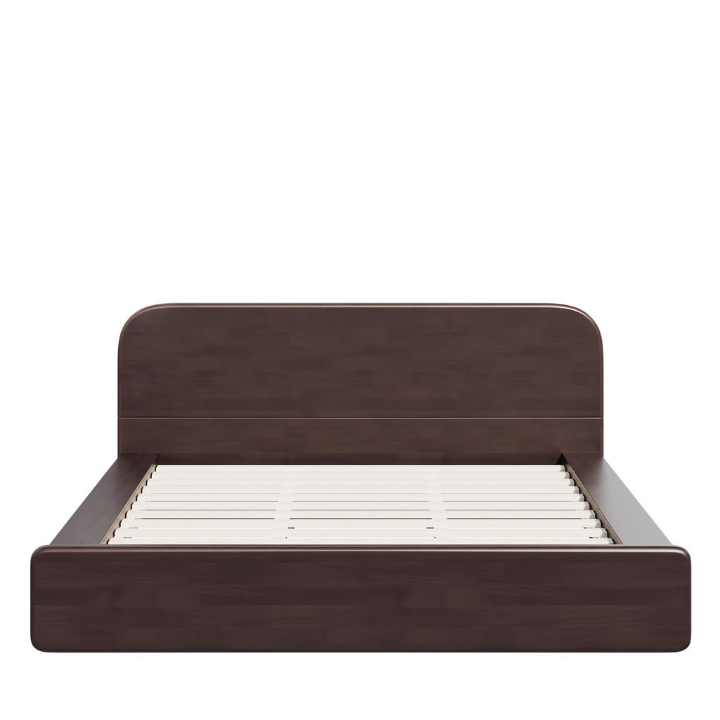 King Walnut Platform Bed with Rounded Headboard