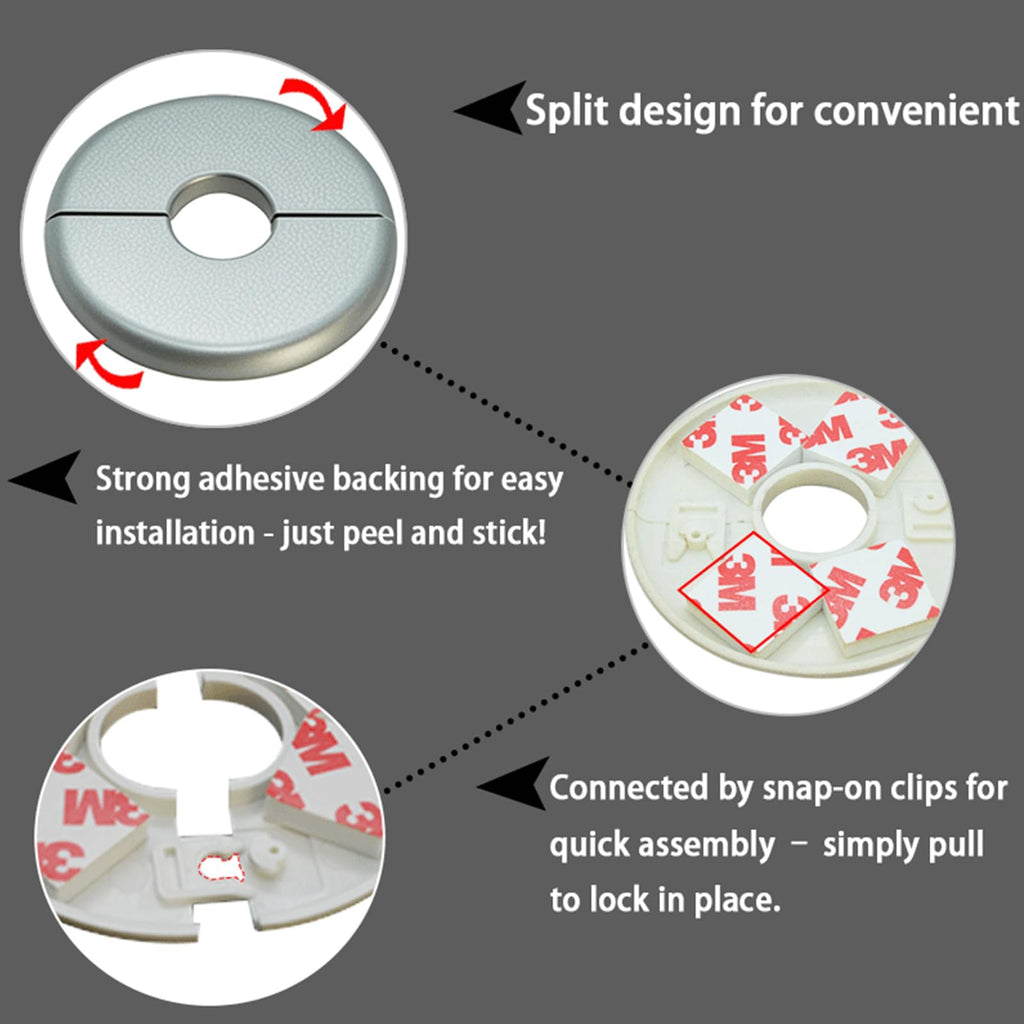 1 Piece ABS Wall Split Flange Round Self-Adhesive Escutcheon Plate Cover Plumbing Pipe Cover for Water Pipe Faucet