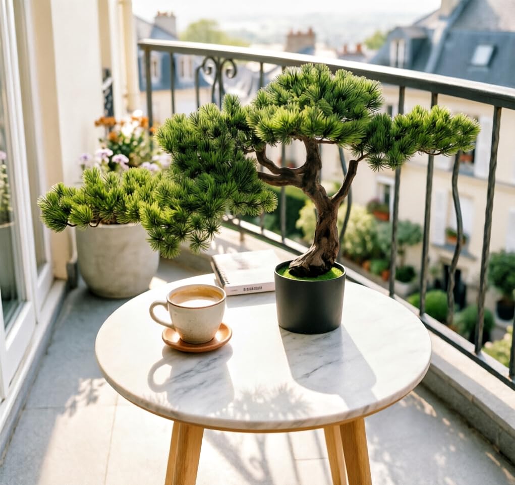 23.6" Artificial Bonsai Tree in Pot - Realistic Cedar Tree Faux Pine Plant Decor, Hotel Lobby Entryway Greenery