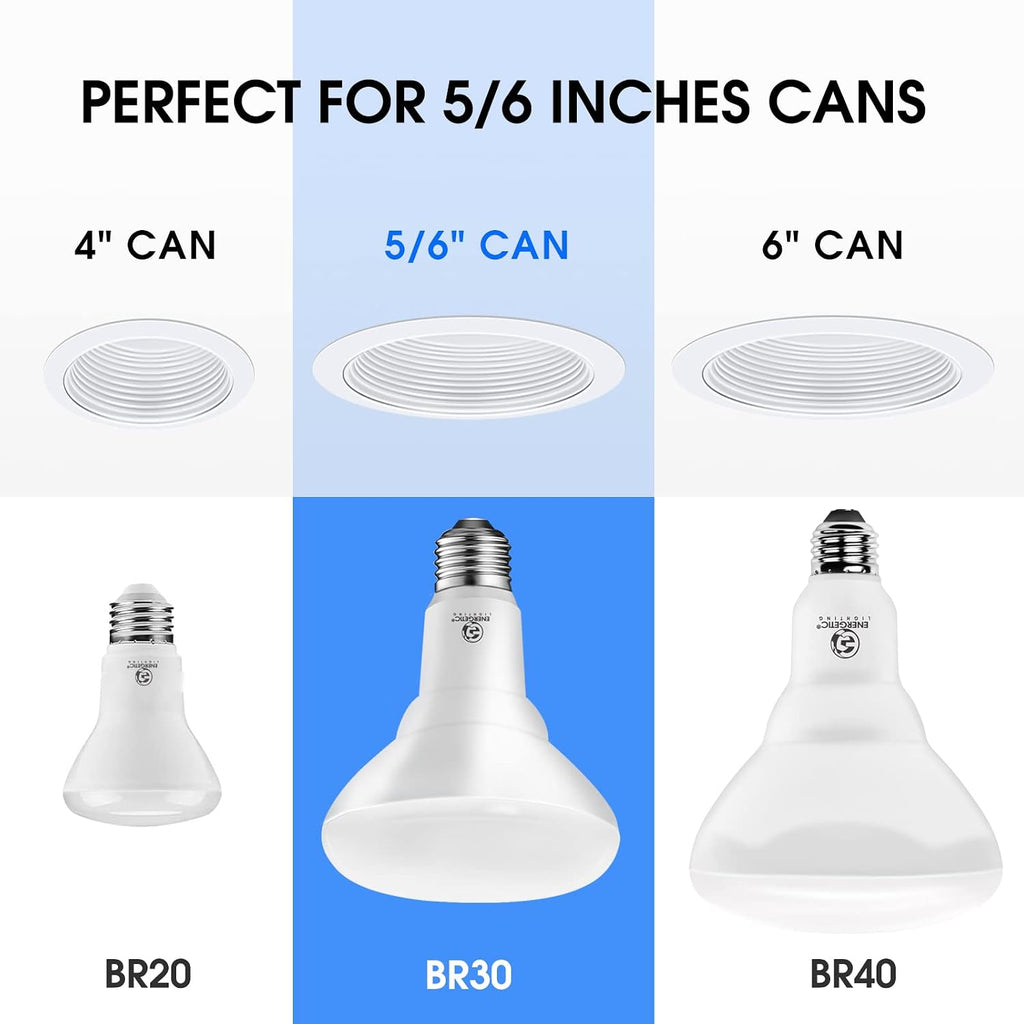 Energetic 12 Pack LED Recessed Light Bulbs BR30, 1100Lumens, 85W Equivalent, Dimmable, Soft White 2700K,Indoor Flood