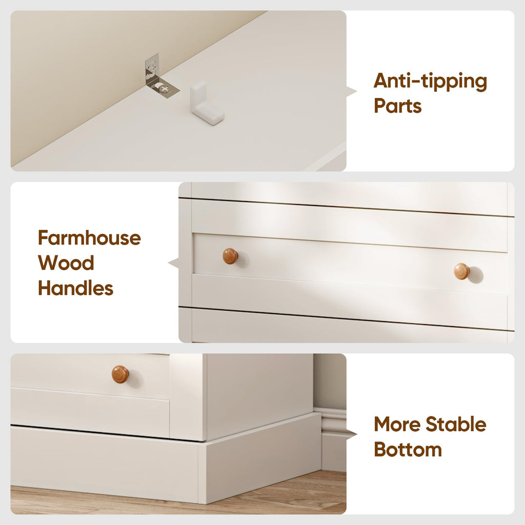 71" Tall Farmhouse Pantry Cabinet Set of 4, Large Freestanding Storage Cabinets with Drawers and Adjustable Shelves