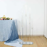 47" Clear Crystal 7-Arm Cluster Wedding Aisle Candlestick Stand with Hurricane Shades, Taper Candle Candelabra Table