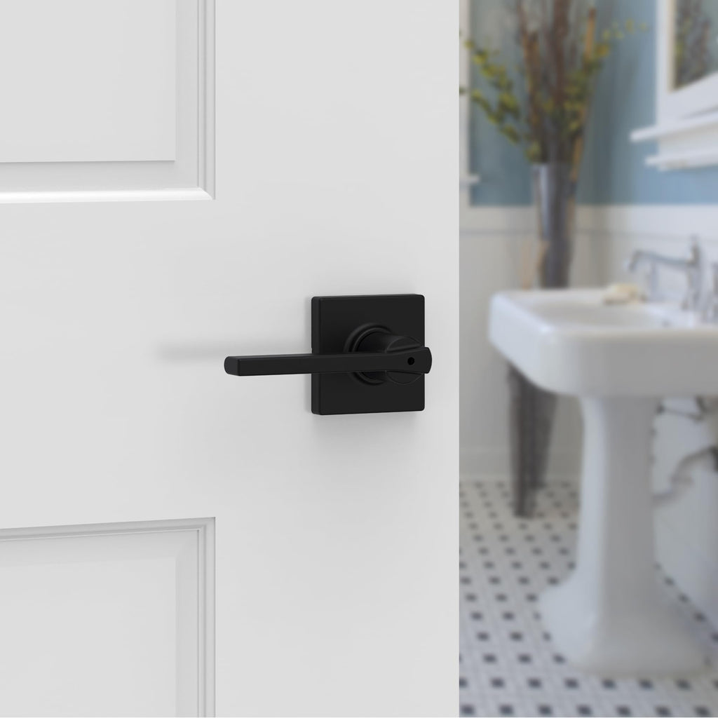 Casey Privacy Door Lever with Lock, Matte Black