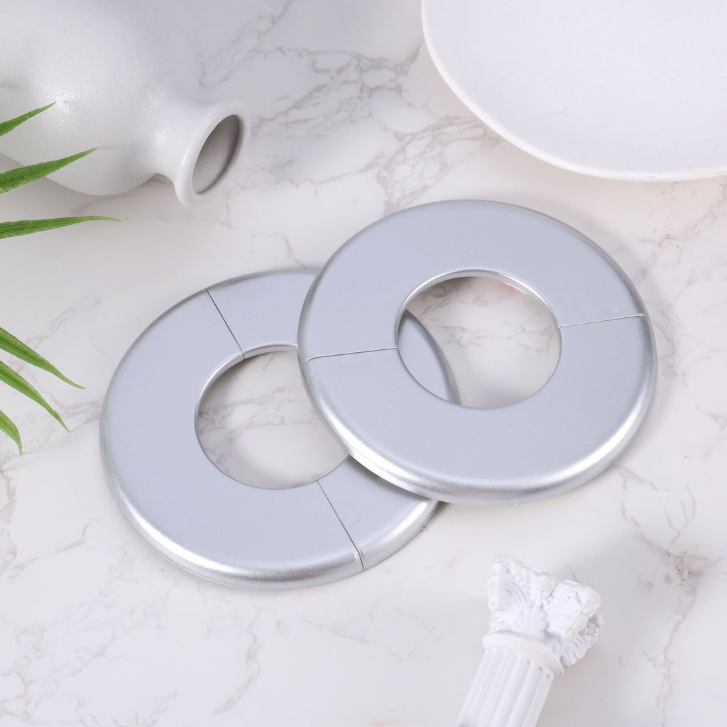 2pcs Wall Split Flange, Self-Adhesive ABS Round Escutcheon Plate Plumbing Cover Plates for 51mm/2in Diameter Pipe