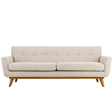 Engage Mid-Century Modern Upholstered Fabric Sofa in Beige
