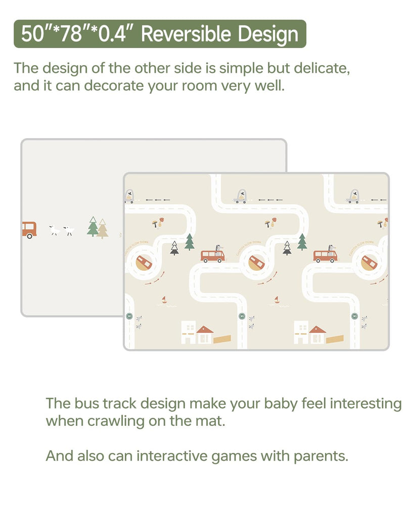 Play Mat for Floor Foldable Playmat Reversible Waterproof Crawling Mat