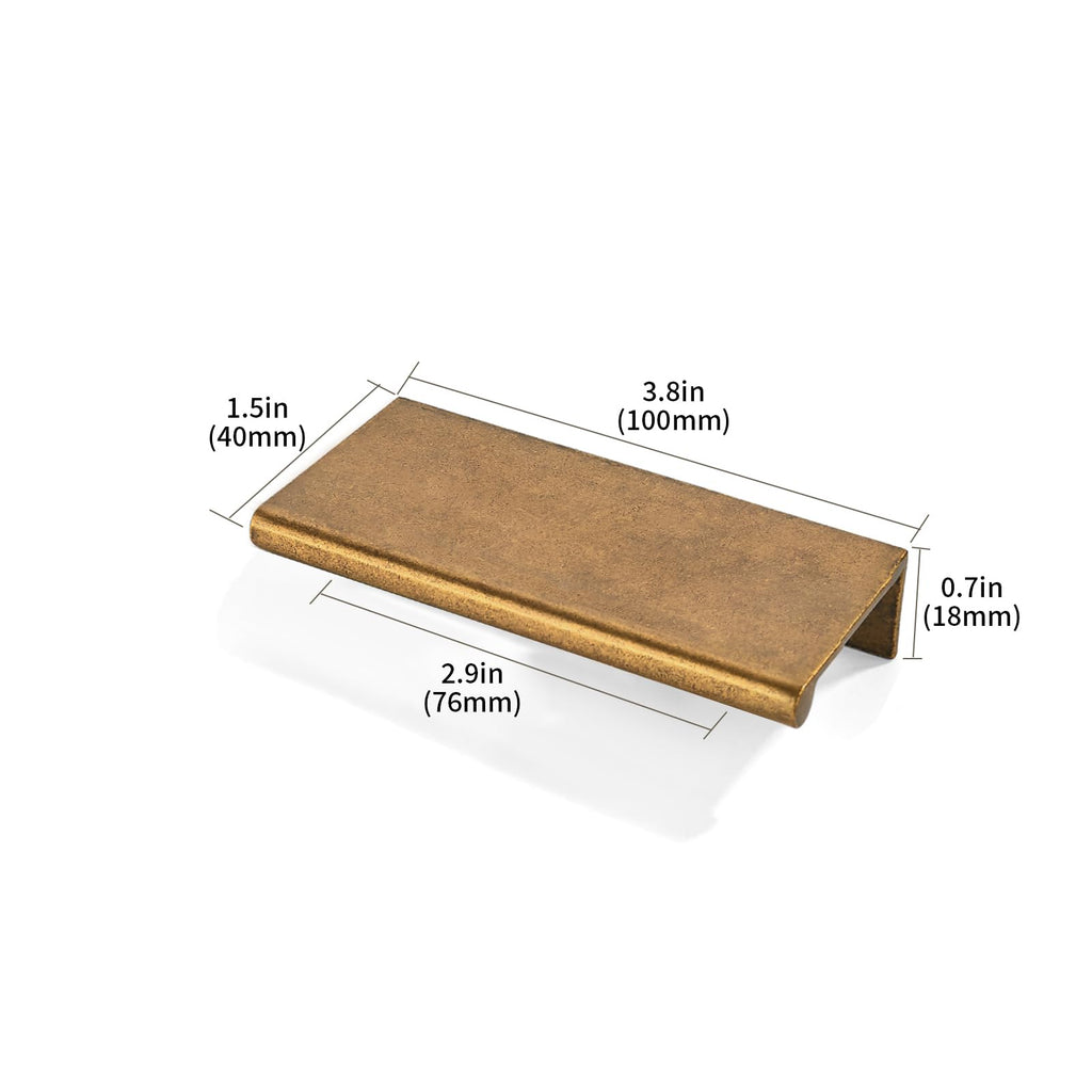 10 Pack 3 inch(76mm) Hole Center Antique Brass Finger Edge Pull Solid Zinc Drawer Pull Hidden Edge Treatment Hardware