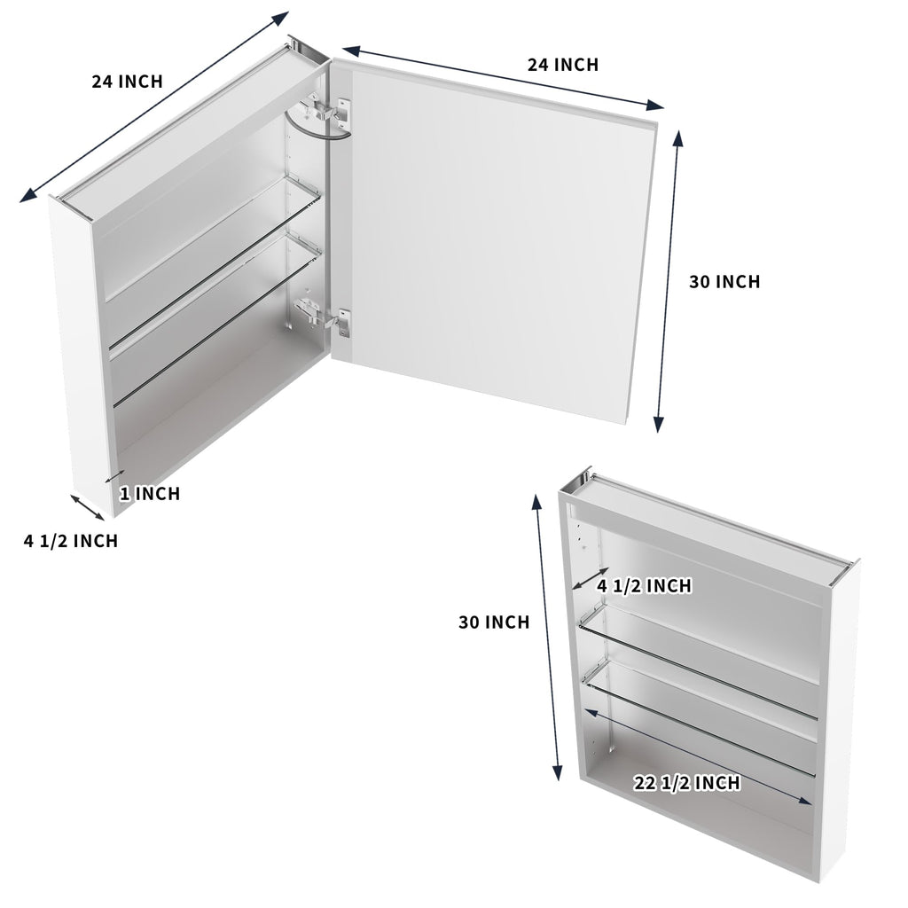 24" W x 30" H LED Lighted Bathroom Medicine Cabinet with Mirror