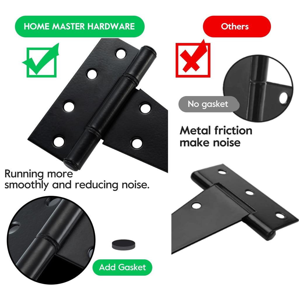 8" Heavy Duty Gate Hinges, 6 Pack T Strap Hinges