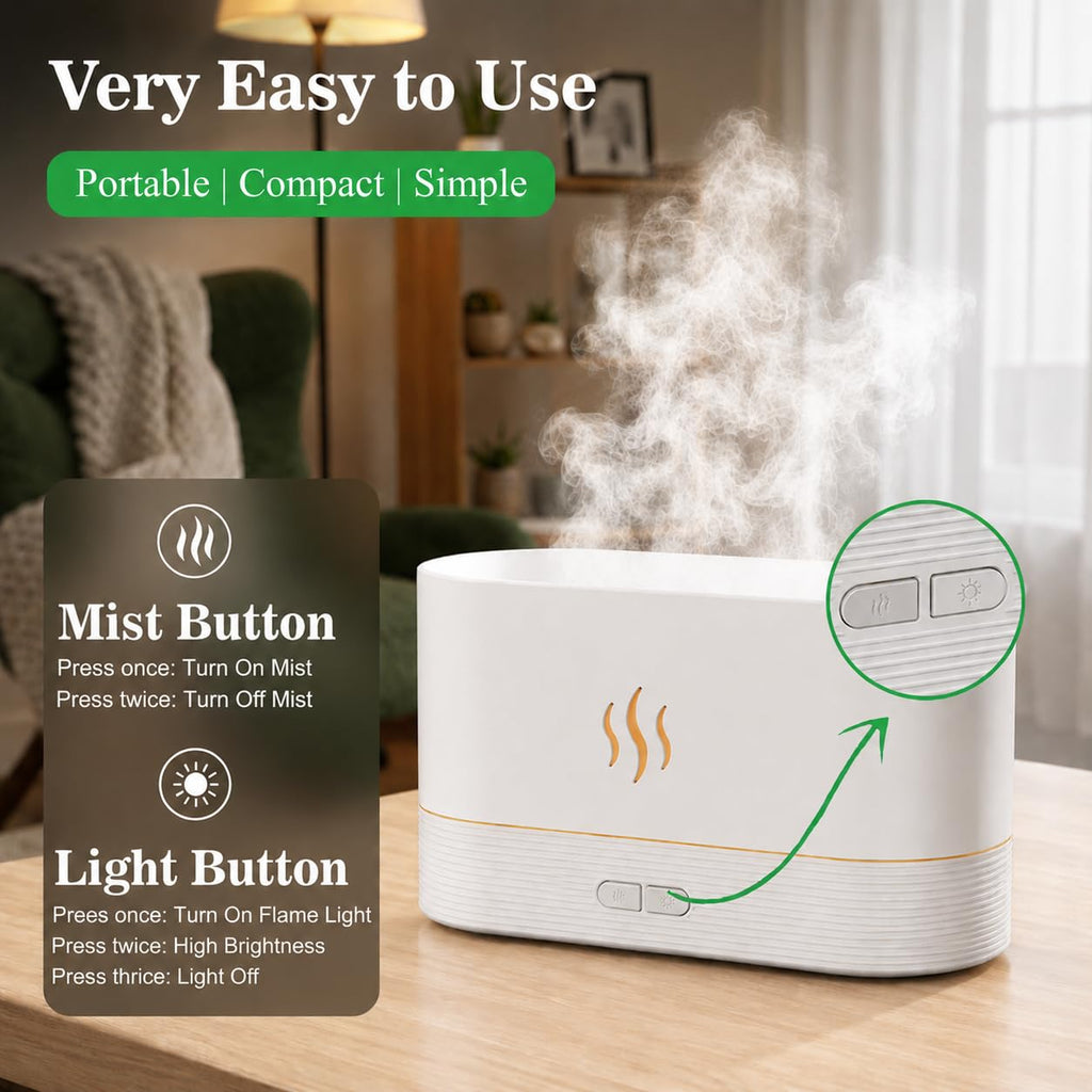 Flame Air Diffuser Humidifier, Essential Oil Diffuser with Fire Mist Effect, Ultrasonic Aroma Diffuser, 2