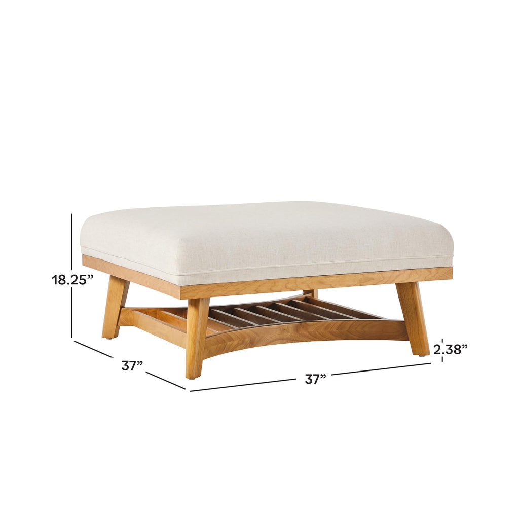 Nash Modern Farmhouse Large Oversized Linen Ottoman, Cream