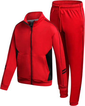 Boys Tracksuit Set - 2 Piece Athletic Tricot Zip Up Boys Sweatshirts and Jogger Pants Outfit