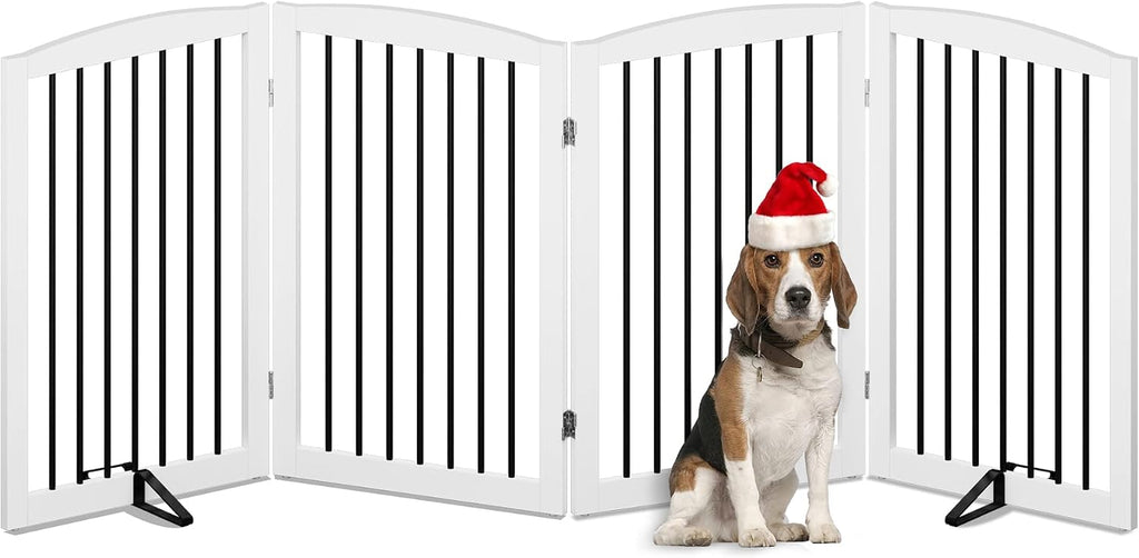 Freestanding Pet Gate for Dogs, Indoor Wooden Dog Gate, Foldable Dog Gate for Doorway, Stair, Gates for Dogs Indoor