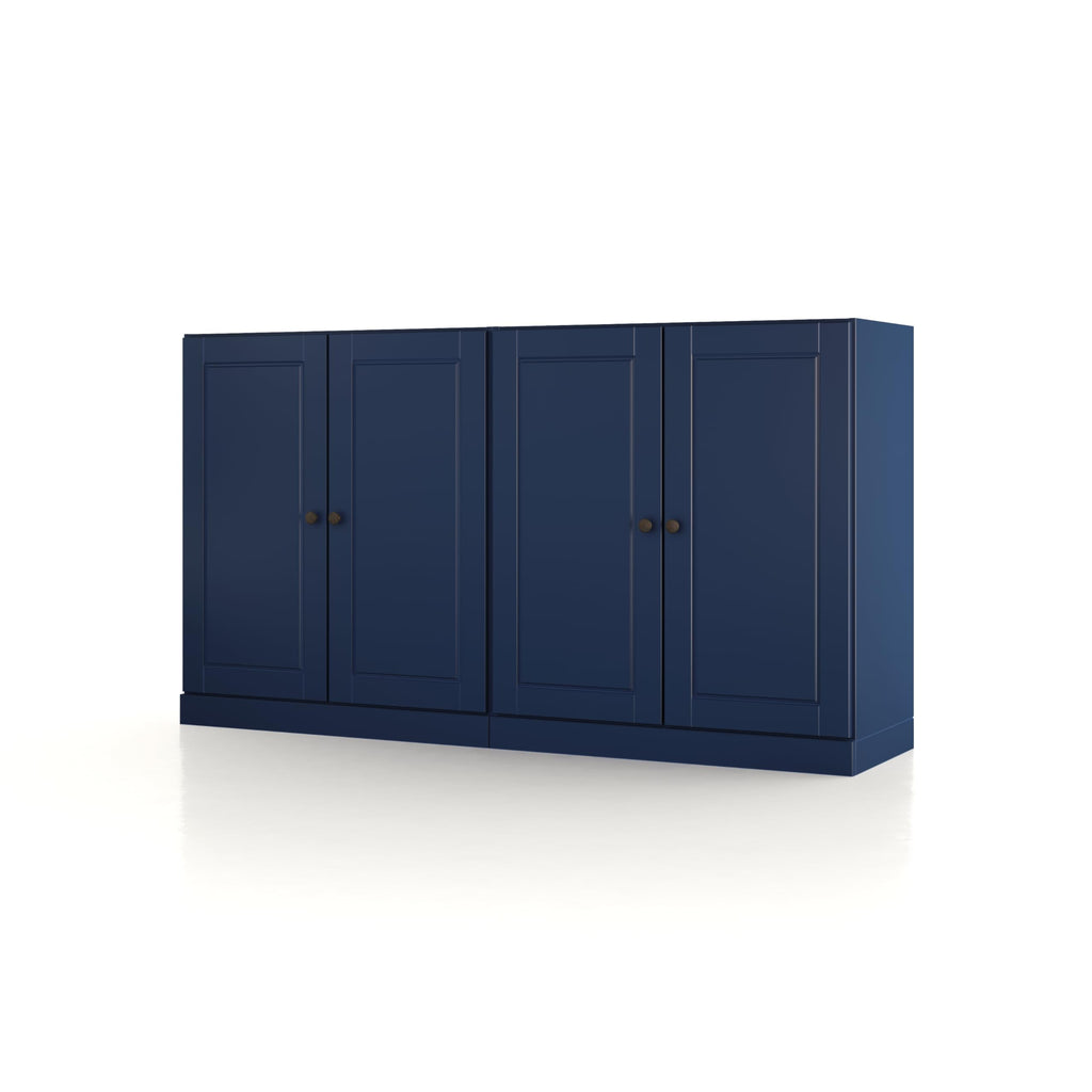 Sideboard Buffet Cabinet - 64" Wide, Navy Blue - Solid Wood Sideboard w/ 4 Raised Panel Doors & Adjustable Shelves