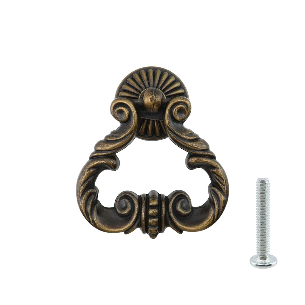 2Pcs Vintage Antique Bronze Cabinet Pulls Single Hole Pull Ring