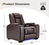 Power Home Theater Seating, PU Leather Electric Recliner Chair with Powered Headrest, Dual Motors Movie Reclining Chairs with LED Lights,USB Port, Cup Holders, Hidden Arm Storage (Brown) A120-B0D5YMVGZQ