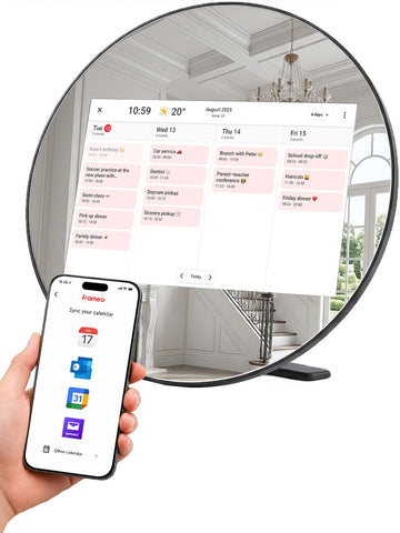 Frameo Digital Picture Frame Digital Calendar 10.1 Inch Mirror|WiFi Smart Photo Frame|IPS HD Touchscreen|Auto-Synced